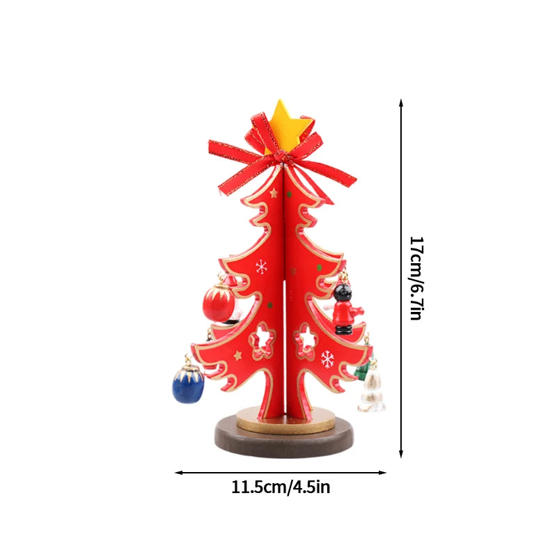 Wooden Christmas Tree Desktop Ornament DIY Mini Christmas Tree Decorations Window Display Ornament adornos navideños