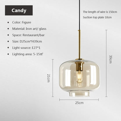 Modern loft hanging Glass Pendant Light industrial lustre decor Lights Fixtures E27/G9 for Living Room Kitchen Restaurant Lamp