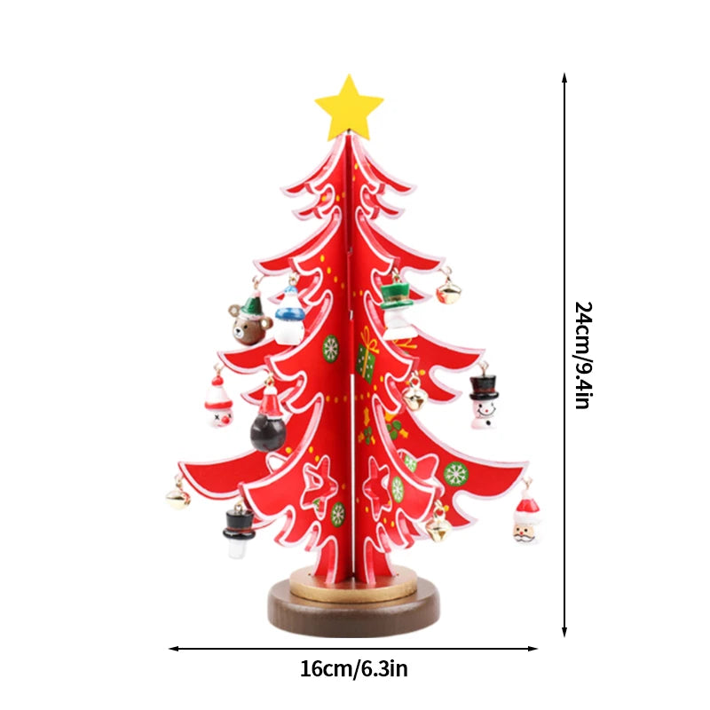 Wooden Christmas Tree Desktop Ornament DIY Mini Christmas Tree Decorations Window Display Ornament adornos navideños