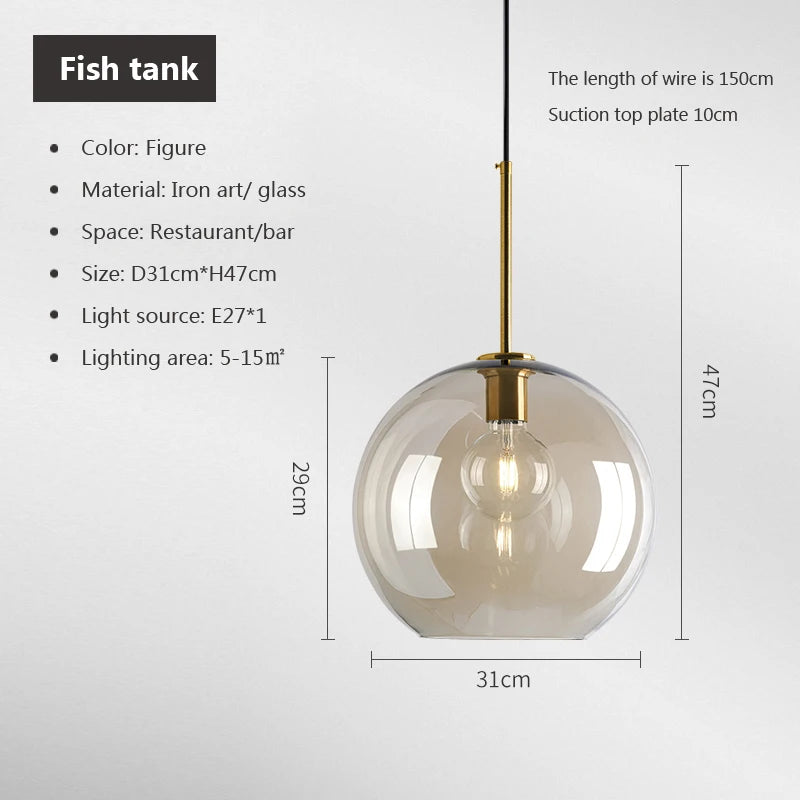 Modern loft hanging Glass Pendant Light industrial lustre decor Lights Fixtures E27/G9 for Living Room Kitchen Restaurant Lamp