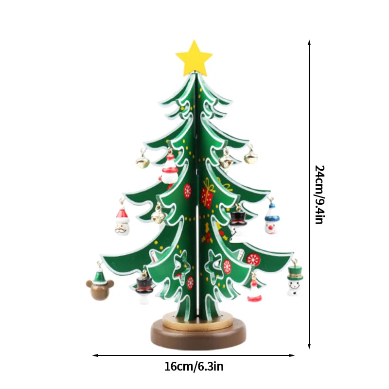 Wooden Christmas Tree Desktop Ornament DIY Mini Christmas Tree Decorations Window Display Ornament adornos navideños