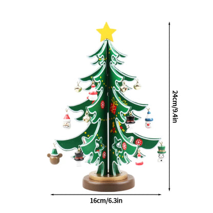 Wooden Christmas Tree Desktop Ornament DIY Mini Christmas Tree Decorations Window Display Ornament adornos navideños