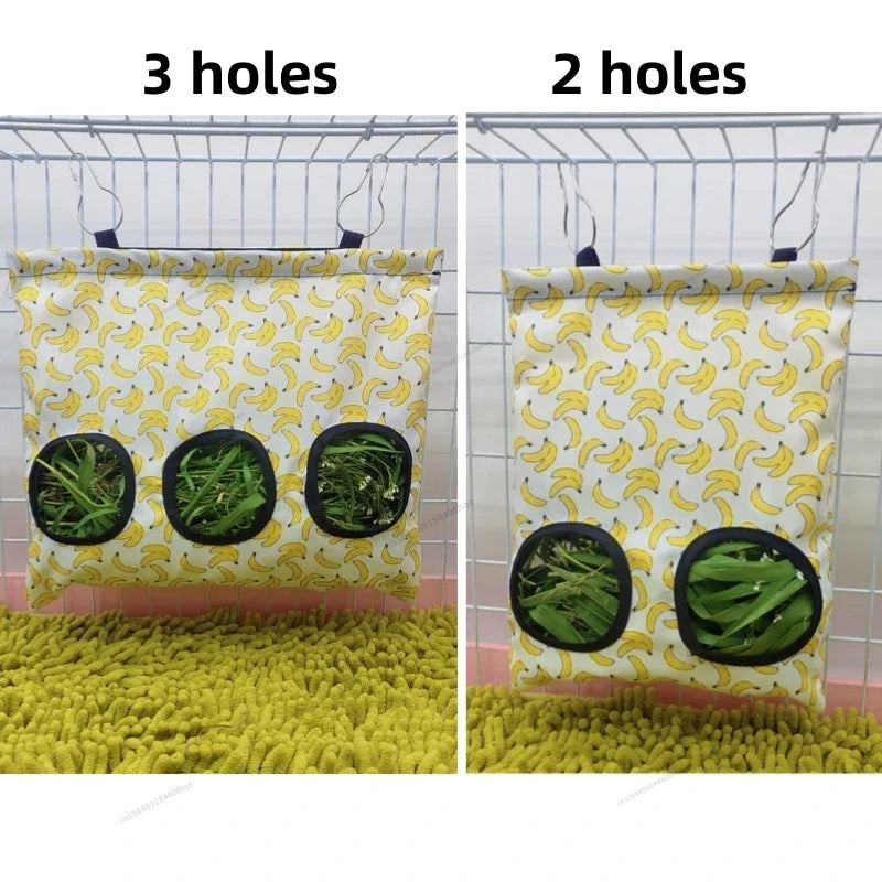 Hay Bag Hanging Pouch Feeder Holder Feeding Dispenser Container for Rabbit Guinea Pig Small Animals Pet Bunny Cage Accessories