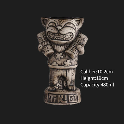 Hawaii Ceramic Tiki Mug Creative Cocktail Cup Easter Island Tiki Mugs Halloween Gift for Bar Tool