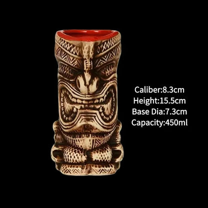 Hawaii Ceramic Tiki Mug Creative Cocktail Cup Easter Island Tiki Mugs Halloween Gift for Bar Tool