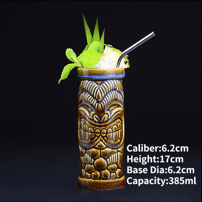 Hawaii Ceramic Tiki Mug Creative Cocktail Cup Easter Island Tiki Mugs Halloween Gift for Bar Tool