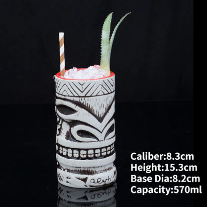 Hawaii Ceramic Tiki Mug Creative Cocktail Cup Easter Island Tiki Mugs Halloween Gift for Bar Tool