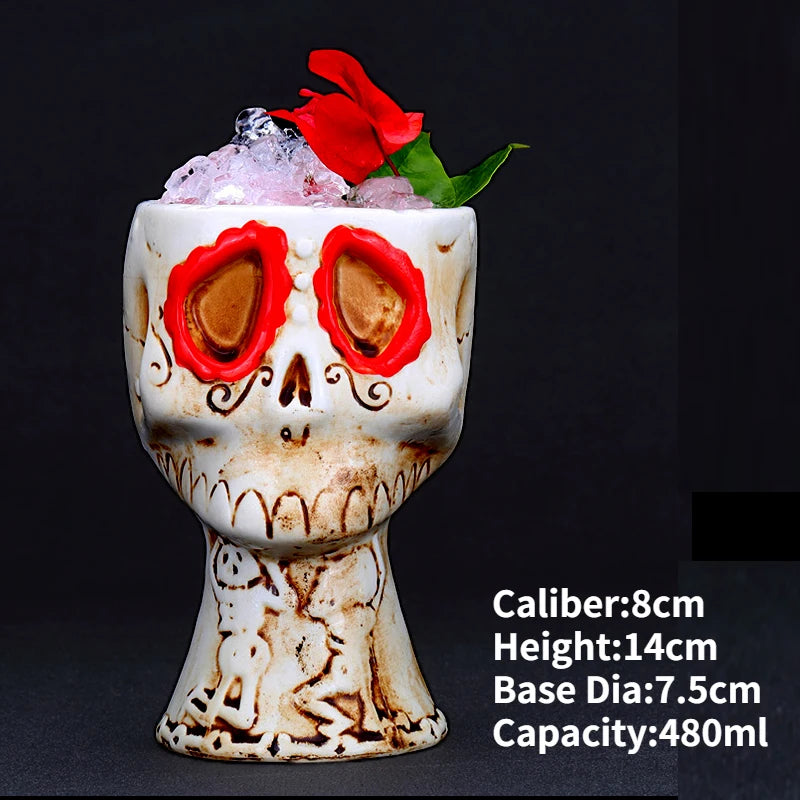 Hawaii Ceramic Tiki Mug Creative Cocktail Cup Easter Island Tiki Mugs Halloween Gift for Bar Tool