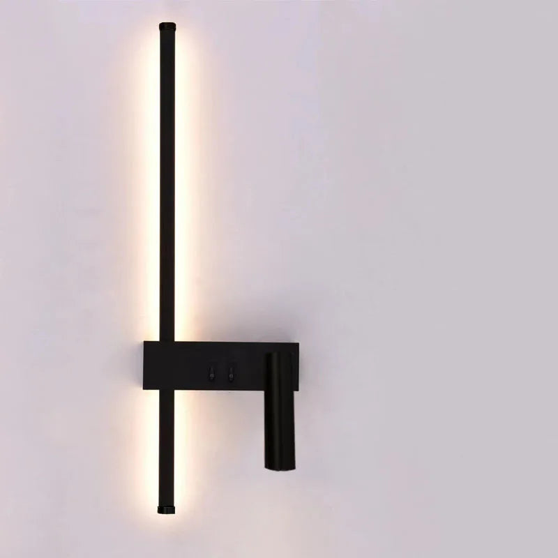 New Reading With Switch Minimalist Wall Lamps Bedroom Bedside Strip Lights Nordic 2023 Master Bedroom Line Background Wall Lamps