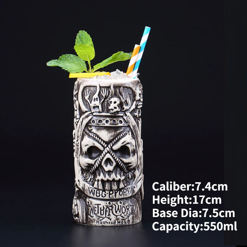 Hawaii Ceramic Tiki Mug Creative Cocktail Cup Easter Island Tiki Mugs Halloween Gift for Bar Tool