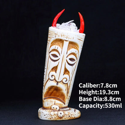 Hawaii Ceramic Tiki Mug Creative Cocktail Cup Easter Island Tiki Mugs Halloween Gift for Bar Tool