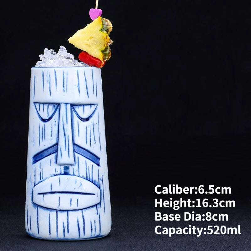 Hawaii Ceramic Tiki Mug Creative Cocktail Cup Easter Island Tiki Mugs Halloween Gift for Bar Tool