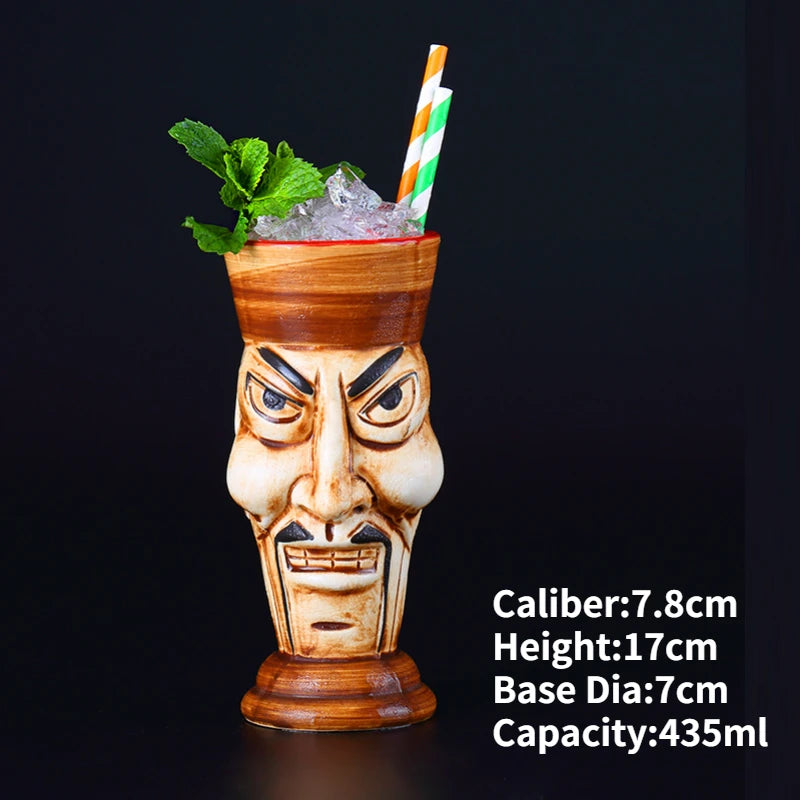 Hawaii Ceramic Tiki Mug Creative Cocktail Cup Easter Island Tiki Mugs Halloween Gift for Bar Tool