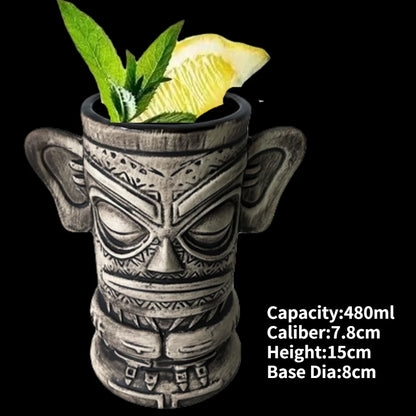 Hawaii Ceramic Tiki Mug Creative Cocktail Cup Easter Island Tiki Mugs Halloween Gift for Bar Tool