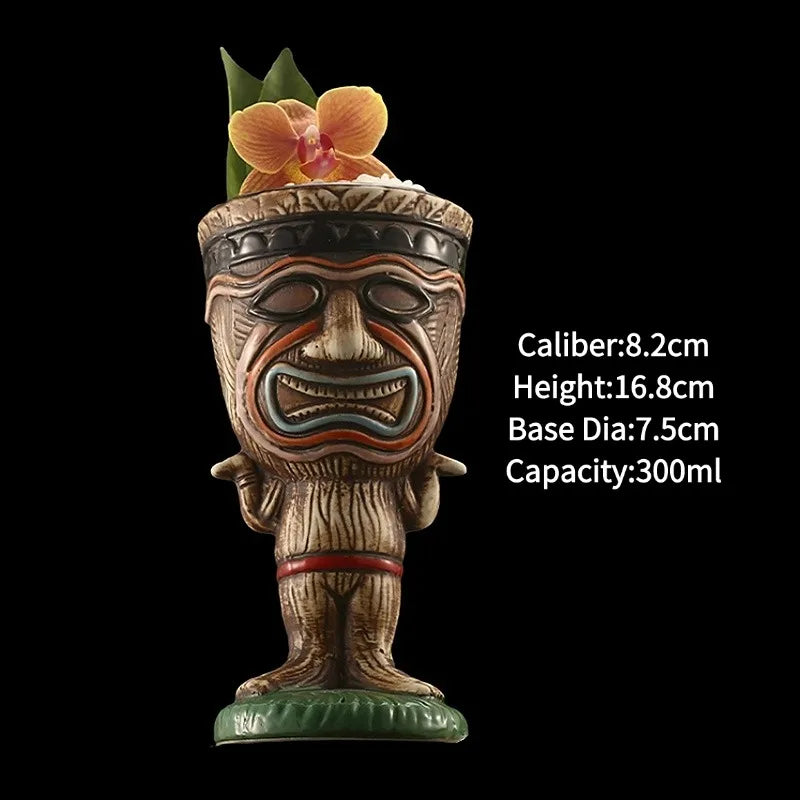 Hawaii Ceramic Tiki Mug Creative Cocktail Cup Easter Island Tiki Mugs Halloween Gift for Bar Tool