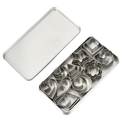 30Pcs/box Stainless Steel Sugar Biscuit Press Stamp Embosser Cookie Cutter DIY Fondant Cake Mold Pastry Decor Baking Accesories