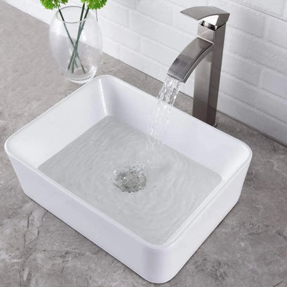 Rectangular Countertop Sink Art Basin Bathroom Sinks Pure White Porcelain Ceramic Container Sink Furniture Fixture Home