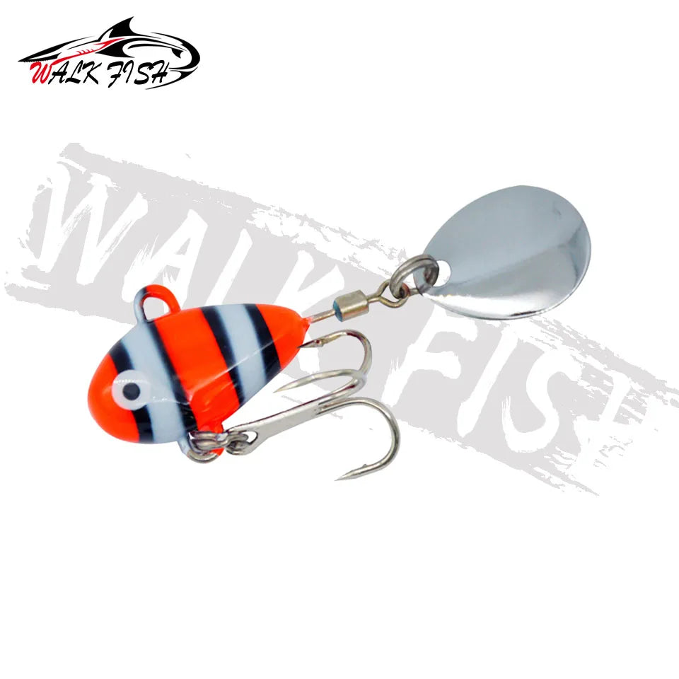 WALK FISH 1PCS New Metal Mini VIB With Spoon Fishing Lure 10g 2.1cm Fishing Tackle Pin Crankbait Vibration Spinner Sinking Bait