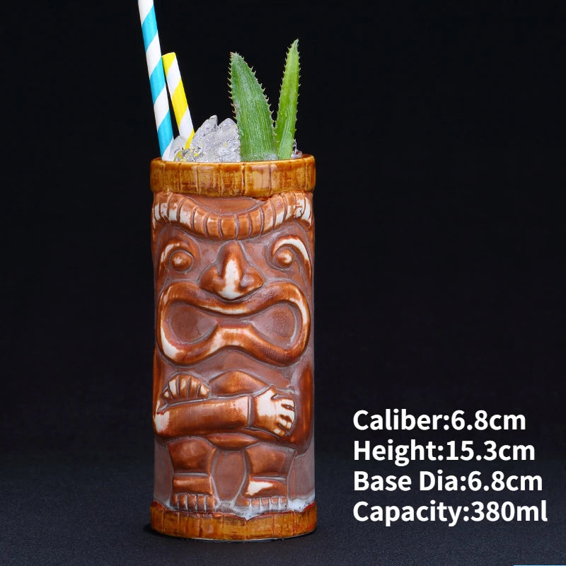 Hawaii Ceramic Tiki Mug Creative Cocktail Cup Easter Island Tiki Mugs Halloween Gift for Bar Tool