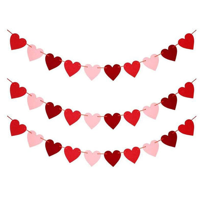 Valentines Day Red Heart Banner Garland Bunting Love Heart Paper Banner Valentines Day Decoration Birthday Party Banner String