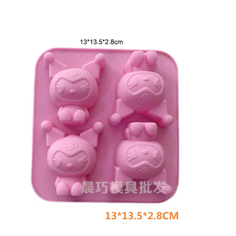 Cartoon Silicone Mold For Baking Stitch Bear Mouse Cat Pig Duck Chocolate Soap Mould Animal Cake Decorating Tool Cupcake Topper