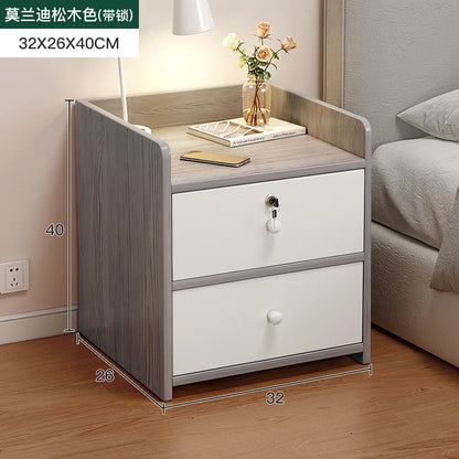 Modern Small Bedside Table Drawer with Lock Nordic Minimalist Bedside Cabinet Storage Cabinets Nightstands for Bedroom Furniture