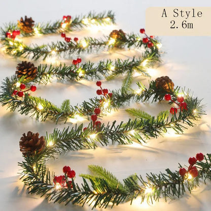 C2 2.6M Luxury Christmas Decorations 2023 Garland Decoration Navidad Rattan with Lights Xmas Home Party Christmas Tree Supplies