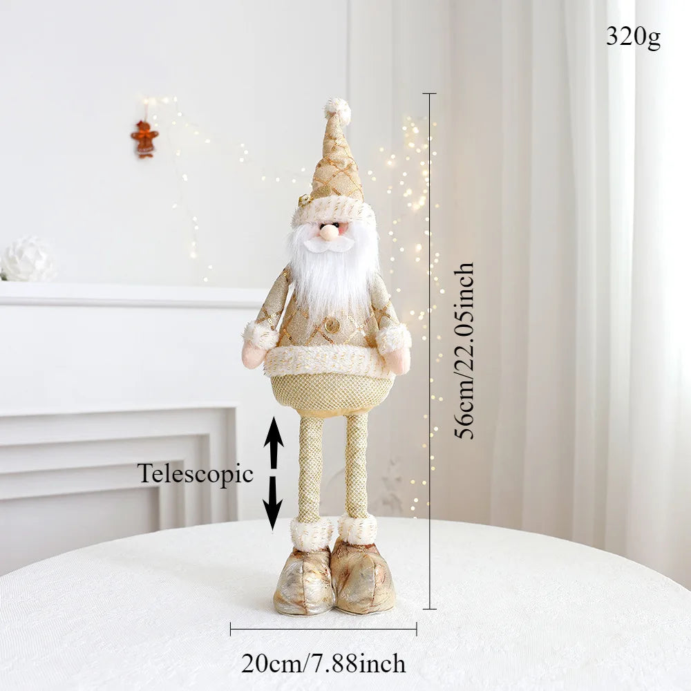 Nordic Style Gold Plush stretch leg Santa Claus Snow Man Elk Doll Christmas Decoration Tree Ornaments 2024Christmas Present