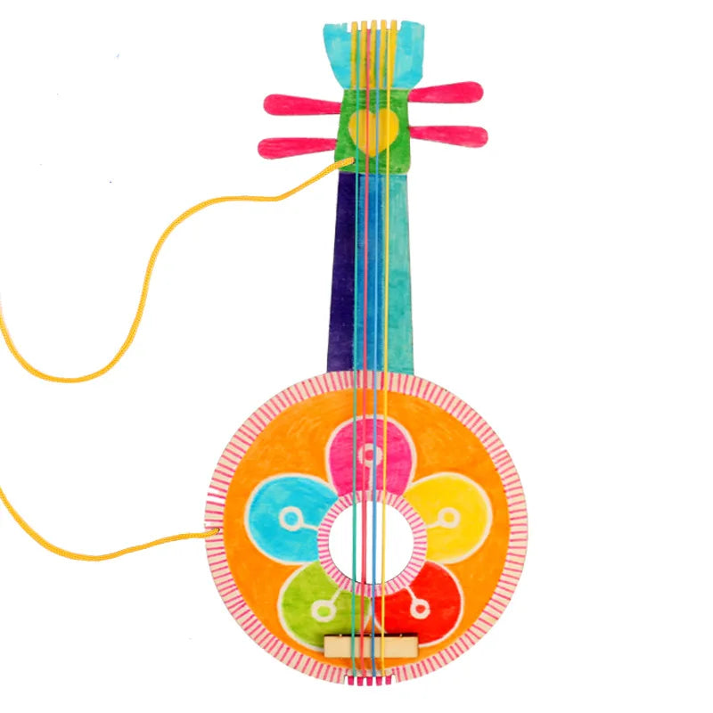 Wooden Handmade DIY Guitar Toys For Kids Drawing Painting Grafffti Filling Coloring Creative Art And Craft Children Musical Toy