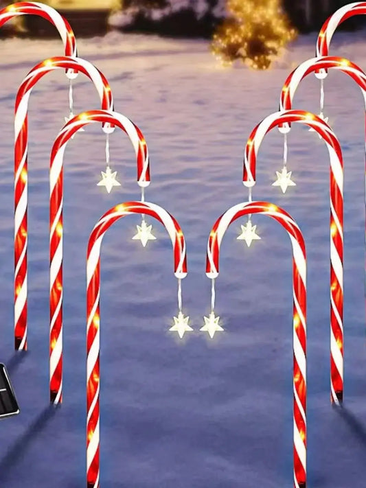 Christmas solar candy cane lights, holiday parties, courtyard paths, atmosphere decoration props outdoor waterproof night lights