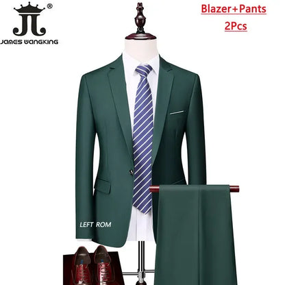 M-6XL 15 Colors ( Jacket+Vest+Pants ) Formal Business Office Men's Suits Groom Wedding Dress Party Dress Solid color Suit