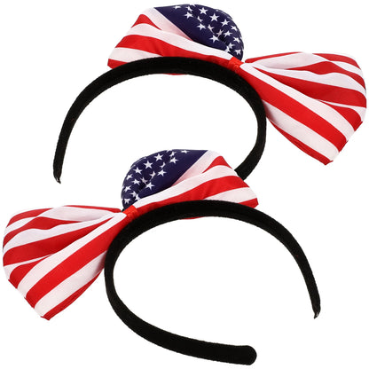 2pcs Usa Hat 4th of July Headband American Flag Hair Hoops Patriotic Party Supplies