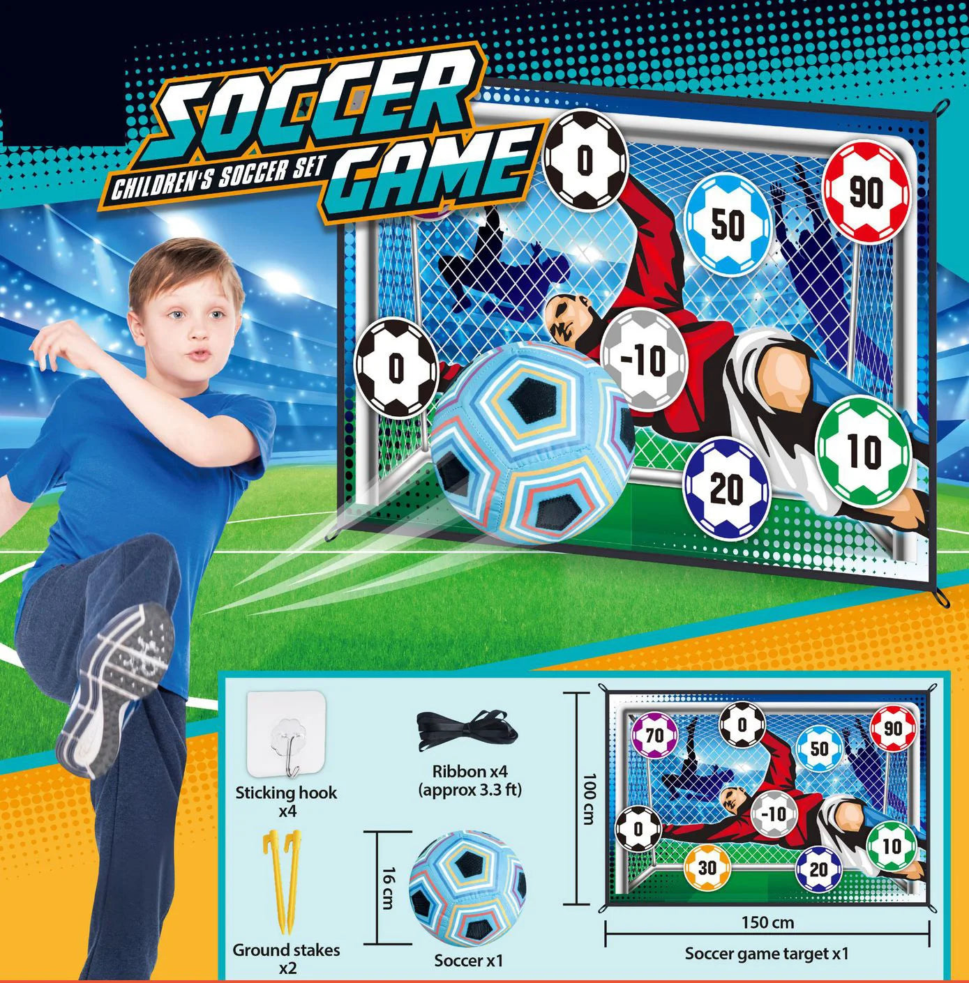 150CM Soccer Game Mat Set Outdoor Indoor Soccer Toys Multiplayer Competitive Soccer Games Children Football Training Boy Gifts