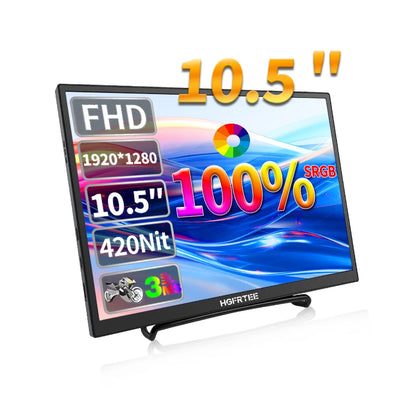 HGFRTEE 10.5 inch Portable Monitor 420Cd/m ² FHD 1280P 100% SRGB Laptop Second Screen For Mac Xbox PS4/5 Switch