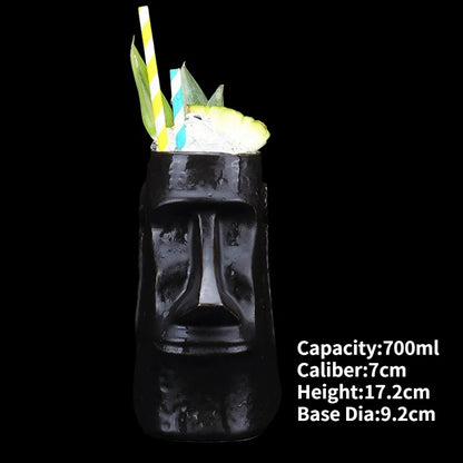 Hawaii Ceramic Tiki Mug Creative Cocktail Cup Easter Island Tiki Mugs Halloween Gift for Bar Tool