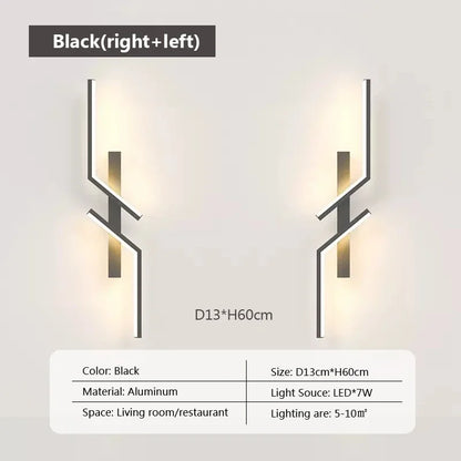 LED Wall Lamp Modern Minimalist Strip Wall Decor Lights Lighting For Bedroom Bedside Living Room TV Sofa Lobby Background Decor