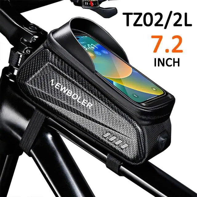 NEWBOLER Bike Bag 2L Frame Front Tube Cycling Bag Bicycle Waterproof Phone Case Holder 7.2Inches Touchscreen Bag Accessorie