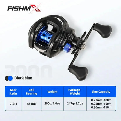 Fishmx Fishing Reel Max Drag 10kg Baitcasting Reel with Aluminum Spool for Lure Freshwater Pesca Left and Right