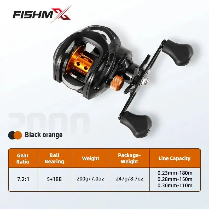 Fishmx Fishing Reel Max Drag 10kg Baitcasting Reel with Aluminum Spool for Lure Freshwater Pesca Left and Right