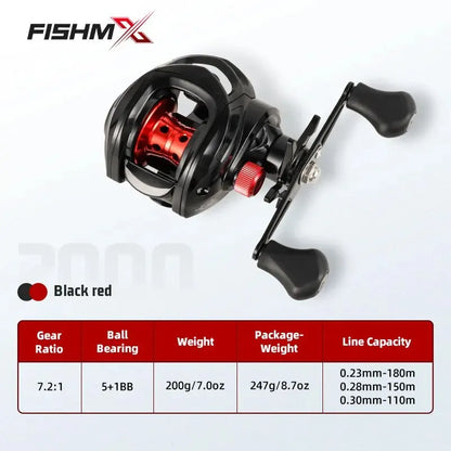 Fishmx Fishing Reel Max Drag 10kg Baitcasting Reel with Aluminum Spool for Lure Freshwater Pesca Left and Right