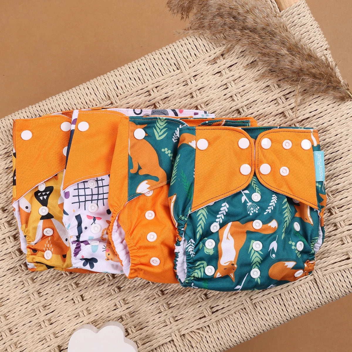 Happyflute 4Pcs/Set Eco-Friendly Cloth Diaper Ecological Reusable Baby Diapers