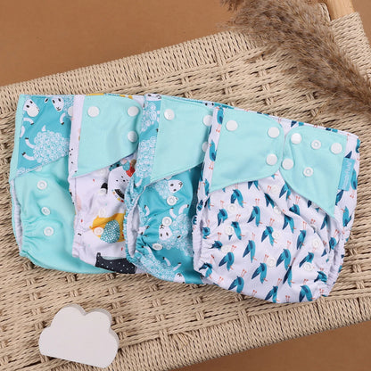 Happyflute 4Pcs/Set Eco-Friendly Cloth Diaper Ecological Reusable Baby Diapers