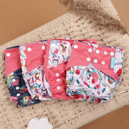 Happyflute 4Pcs/Set Eco-Friendly Cloth Diaper Ecological Reusable Baby Diapers