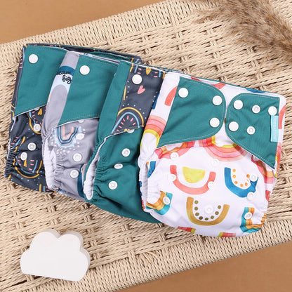 Happyflute 4Pcs/Set Eco-Friendly Cloth Diaper Ecological Reusable Baby Diapers