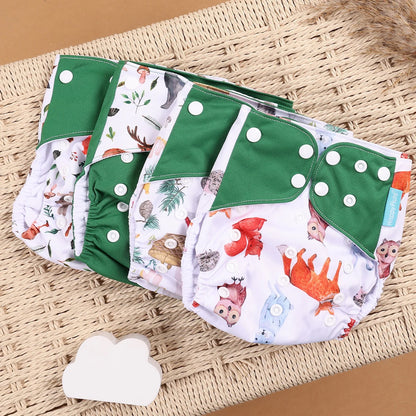 Happyflute 4Pcs/Set Eco-Friendly Cloth Diaper Ecological Reusable Baby Diapers