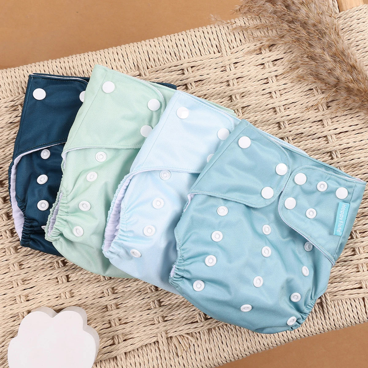 Happyflute 4Pcs/Set Eco-Friendly Cloth Diaper Ecological Reusable Baby Diapers