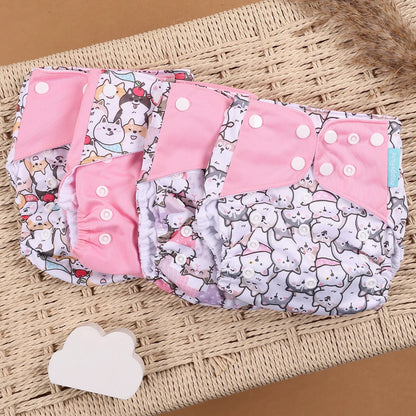 Happyflute 4Pcs/Set Eco-Friendly Cloth Diaper Ecological Reusable Baby Diapers