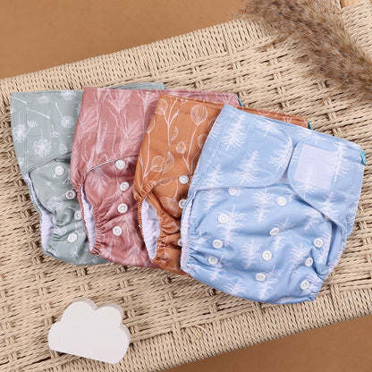 Happyflute 4Pcs/Set Eco-Friendly Cloth Diaper Ecological Reusable Baby Diapers