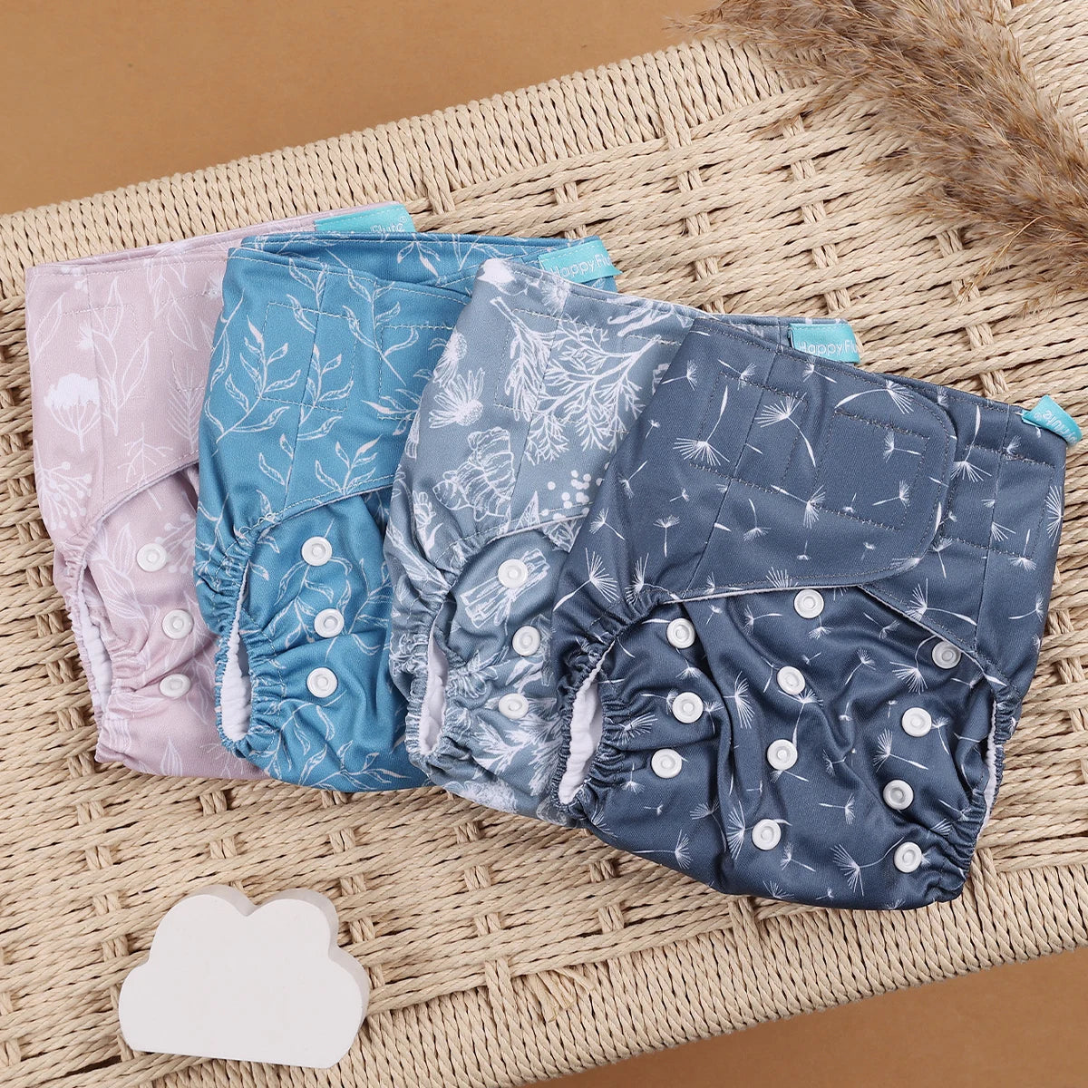 Happyflute 4Pcs/Set Eco-Friendly Cloth Diaper Ecological Reusable Baby Diapers