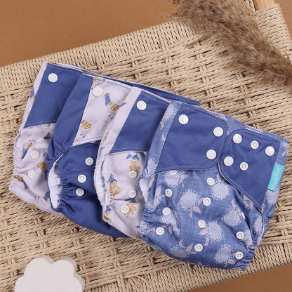 Happyflute 4Pcs/Set Eco-Friendly Cloth Diaper Ecological Reusable Baby Diapers